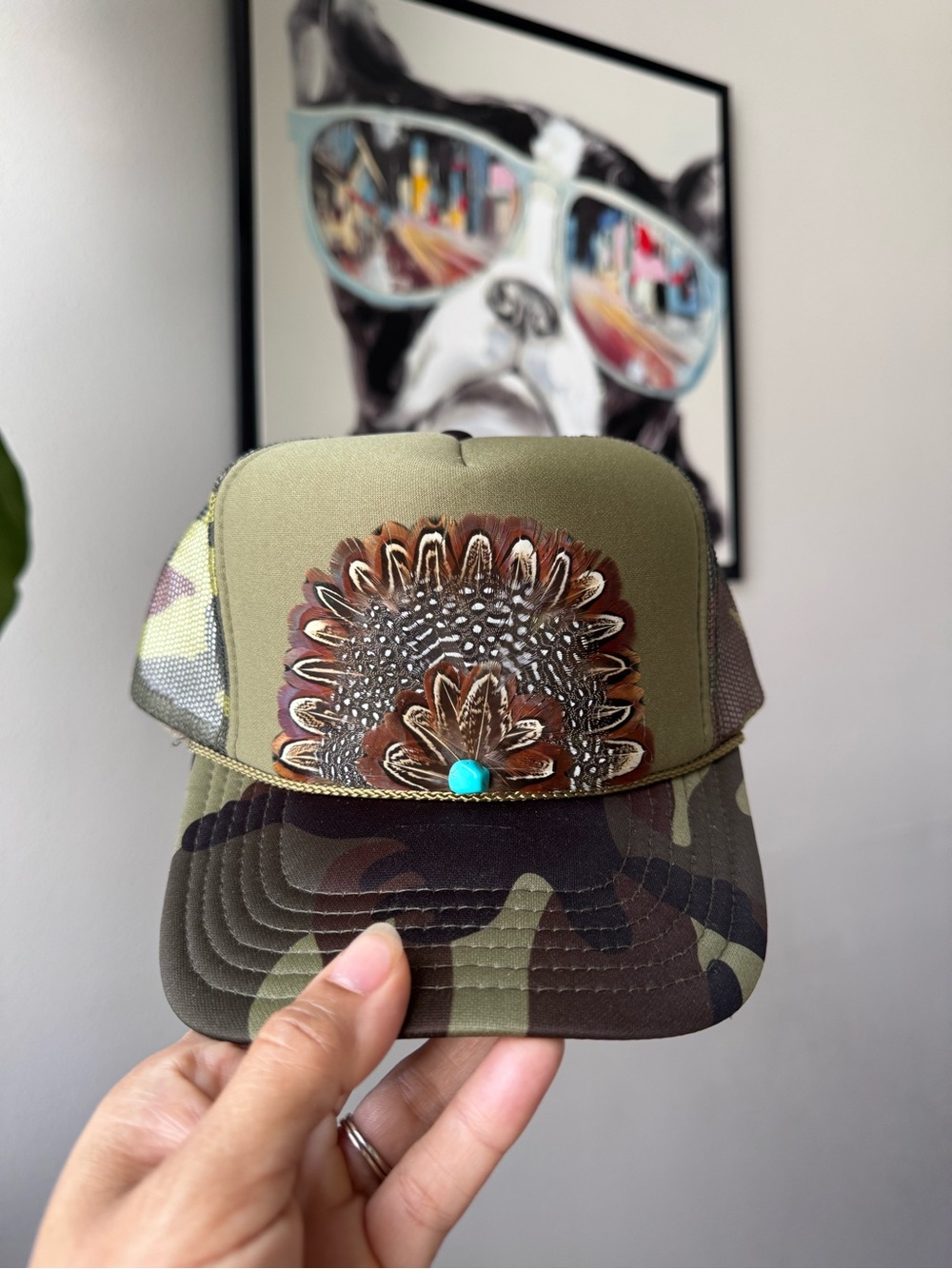 F5 Boho Feather Trucker Hat